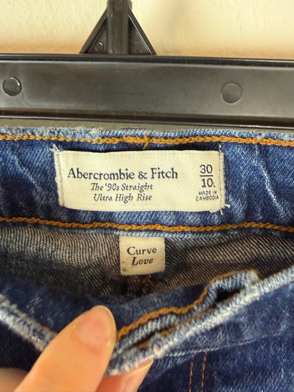 Abercrombie & Fitch High Rise 90s Straight Jean Dark Wash Curve Love 30 Long - Picture 6 of 8